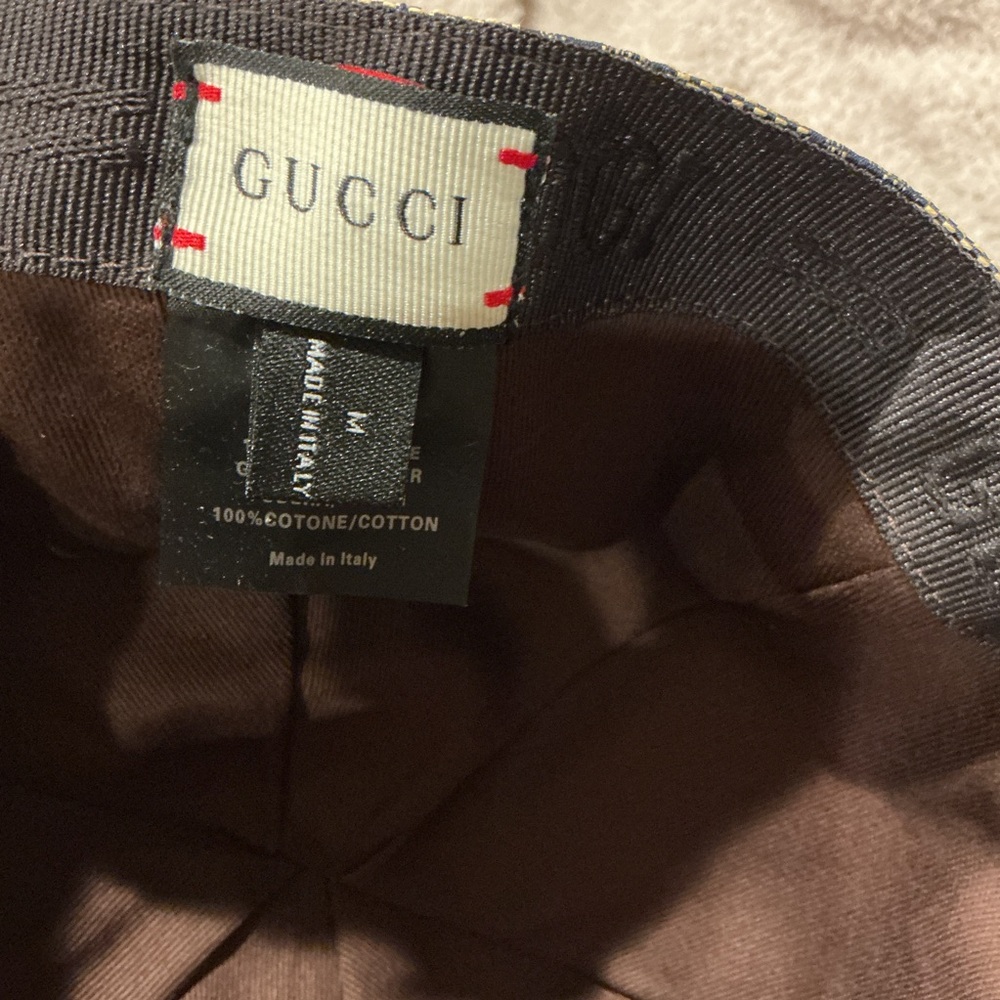 NWOT Gucci Beige and Black Patterned Cap, Size M - Picture 6 of 6